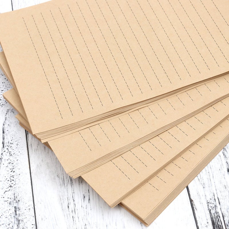 NUOLUX 100Pcs Vintage Kraft A5 Lined Letter Paper Retro Writing Paper for Home Office Stationary1 - Image 4